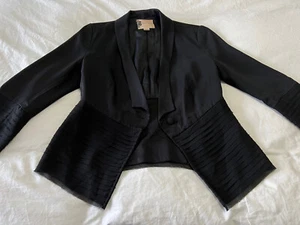 Anthropologie Women's Fleur Wood Black Tiered Layered Blazer Jacket Size 4 - Picture 1 of 11