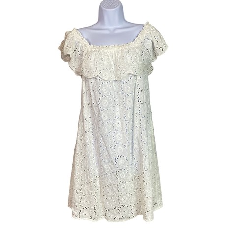 Abito Tory Burch bianco occhielli spalle scoperte XL stile chic boho hippie anni 70