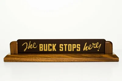 Copia de la placa de escritorio del presidente Harry Truman "The Buck Stops Here" OFF-0101-IFM - Imagen 1 de 4