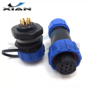 SP13 6Pin Panel Mount Connector IP67 Outdoor Waterproof Wire Cable Plug Socket - Picture 1 of 5