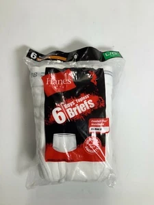 Boys Hanes White Tagless Briefs Large 6 pack NEW! - Picture 1 of 3