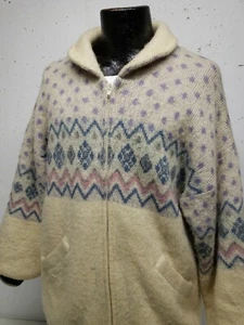 Vintage GRANDMA SWEATER ALAFOSS ICEWOOL Lined 100% Icelandic WOOL Size L - Picture 1 of 11