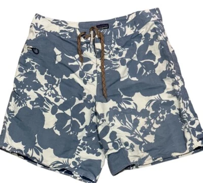 Patagonia Unlined Board Shorts Floral Zip Pocket Reverse Print Grommets Size 38 - Image 1 of 4