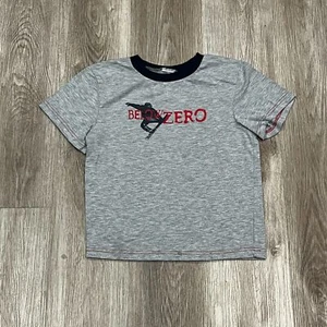 T-shirt bambino vintage anni 00 Y2K Below Zero snowboard ringer aderente taglia S grigia - Foto 1 di 5
