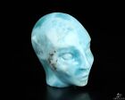 Gemstone 1.3" Larimar Hand Carved Fairy Elf Alien Crystal Skull Companion