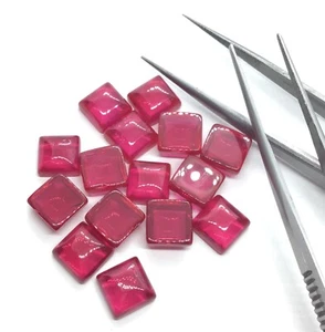 AAA Lab Created Synthetic Red Ruby 7mm,8mm Square Faceted Ruby Red Gemstone - Picture 1 of 24