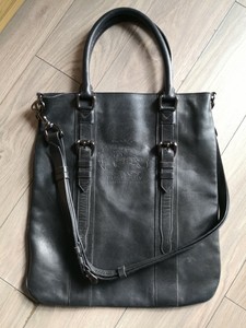 black leather tote bolsa large
