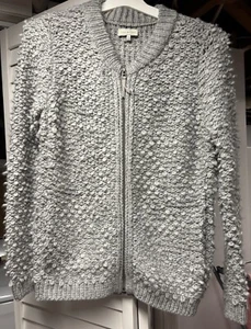 Lucky Brand Chunky Zipper Grey cardigan sweater size medium NWOT - Picture 1 of 10