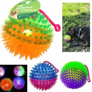 2 Pc Spike Balls Flashing LED Light Up Squeak Bounce Pets Dog Cat Puppy Toy 5" - Picture 1 of 1