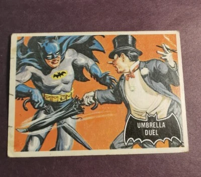 Batman Black Bat 1966 Trading Card TOPPS (Canadian) #23 Umbrella Duel - Image 1 of 2