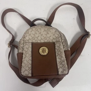 Tommy Hilfiger Canvas And Leather Mini Backpack Monogram And TH Logo BH EIC BH - Picture 1 of 5