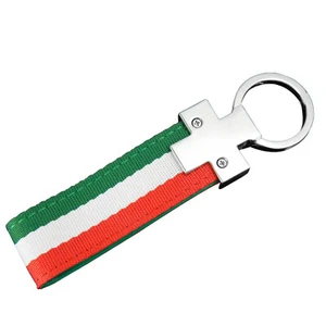 Italian Flag Theme Stripe 3-Color Nylon Band Strap Keychain Key Fob Ring Chain - Picture 1 of 10