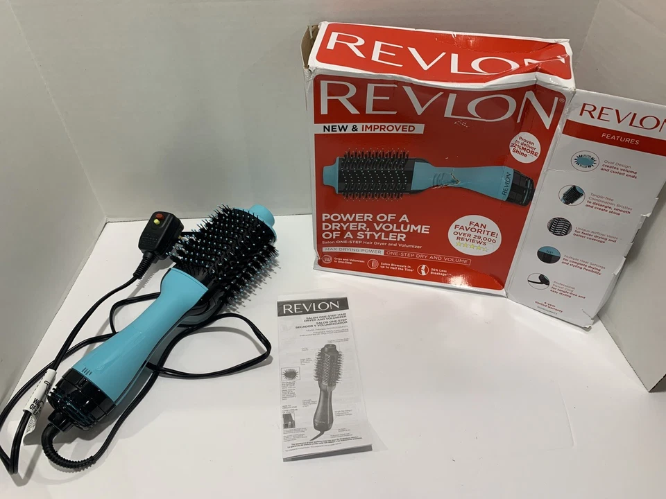 Revlon One-Step Secador de Pelo y Voluminizador Cepillo de Aire Caliente Azul Caja Abierta Foto 1 de 4