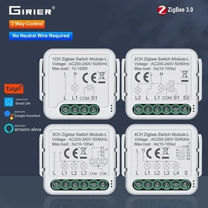 GIRIER Tuya ZigBee 3.0 Smart Switch Module No Neutral Wire Required Smart Home - Picture 1 of 14