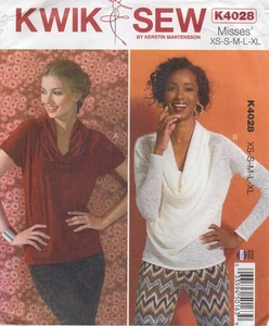 Kwik Sew Pattern 4028 Top in Knit Fabric Drape Cowl Neck Size XS - M 8 - 16 - Picture 1 of 13