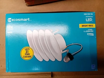 EcoSmart4" Integrado LED Empotrado Retrofit Luz Trim 3000K CEC-T20, (Paquete de 4) Foto 1 de 3