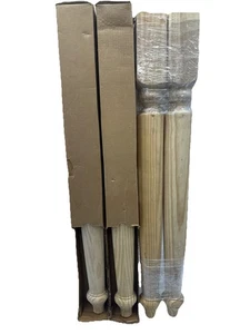 35” Butcher Block Table Legs- Wooden island Legs. Turned Legs. Pine wood. 4 Pk - Picture 1 of 5