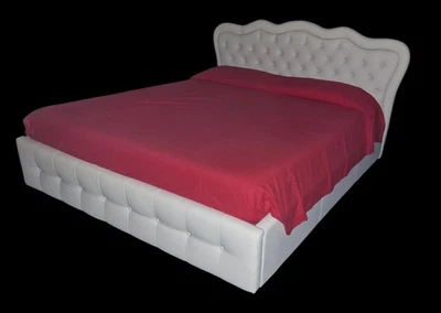 Letto Matrimoniale Ecopelle Bianco, Contenitore E Materasso Nuovo In Memory Foam - Immagine 1 di 3