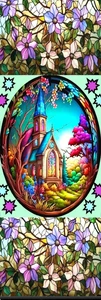 STAINED GLASS CHURCH - FLOWERS ,BIRD, CATS, DOGS-UNIQUE BOOKMARKS- with tassel - Bild 1 von 1