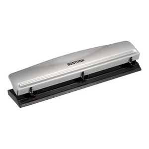 Perforadora Bostitch Office Premium 3 agujeros, capacidad para 12 hojas, metal, goma - Imagen 1 de 6