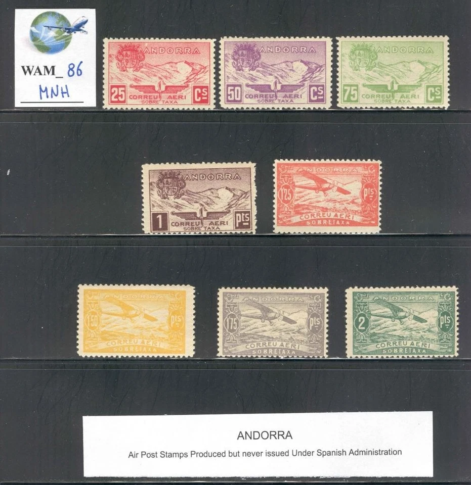 WAM_86. ANDORRE. SPANISH ADMIN. Rare never issued air mail set. MNH - Image 1 of 1