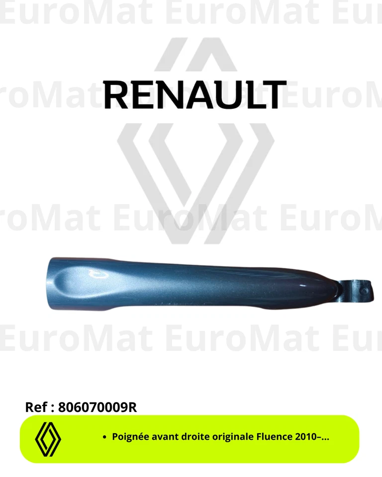 Poignée neuve avant droite bleu écume métallisé Renault Fluence 2010–... - Ré... - Photo 1/1
