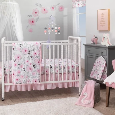 Bedtime Originals Blossom Pink Watercolor Floral 3-Piece Baby Crib Bedding Set - Image 1 of 4