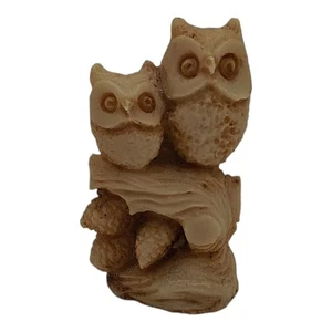 Vintage Pair of Owls Perched on Branch With Pinecones Figurine Made in Mexico - Picture 1 of 8