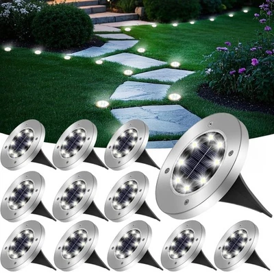 4/8/12Pack Solar Ground Lights Outdoor Garden Pathway Walkway Driveway Lawn Lamp - Image 1 of 4