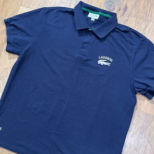 Lacoste Polo Shirt Mens XXL Blue Cotton Pique Extensible Crocodile Cotton Preppy - Picture 1 of 13