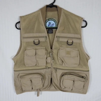 YOUTH Master Sportsman Tan Mesh Hunting Shooting Vest XL. Multiple Pockets - Image 1 of 4