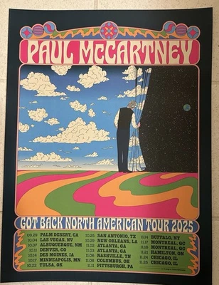 PÓSTER OFICIAL PAUL MCCARTNEY GOT BACK NORTH AMERICAN TOUR 2025 LITOGRAFÍA BEATLES Foto 1 de 2