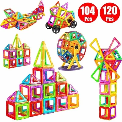 MARKENLOS 104/120 Teile Magnetische Bausteine Magnetspielzeug Magnetspiel Magneten Kinder