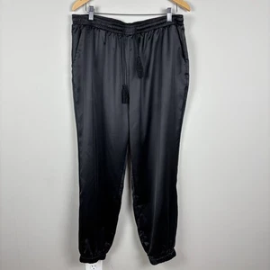 Pantalones de chándal Allegra K satinados para mujer XL negros con cordón cintura para salir informales - Imagen 1 de 13