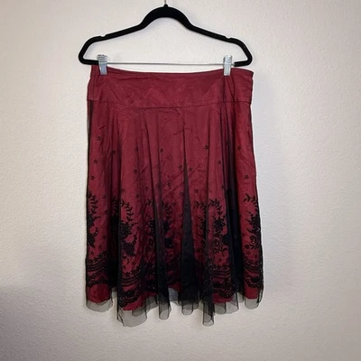 Винтажная красная атласная прозрачная черная бархатная юбка WhimsiGoth Dark Fairy Vampy размер 10 Y2K - Изображение 1 из 4