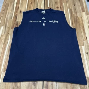 Vintage NBA Tank Top Mens 2XL Blue Adidas Impossible Is Nothing Basketball Y2K - Picture 1 of 7
