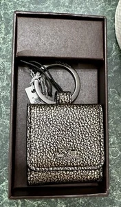 VTG COACH Mini Picture Frame Key Ring Fob Keychain LOGO Gold Pebbled Leather NIB - Picture 1 of 6