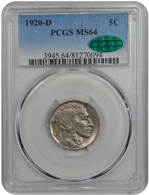 1920-D Buffalo PCGS CAC MS 64 - Image 1 of 2