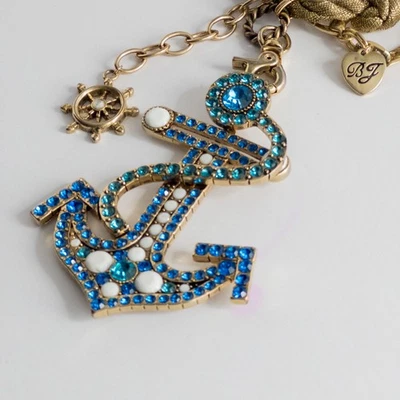 Vintage Betsey Johnson Shopaholic Huge Anchor Nautical Sea Ocean Necklace Rare - Image 1 of 4