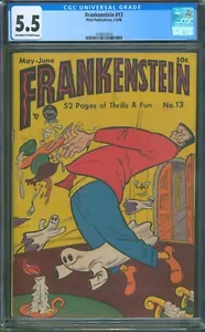 Frankenstein Comics #13 (1948) ⭐ CGC 5.5 ⭐ ¡Raro! Cómic Premio Edad de Oro - Imagen 1 de 2