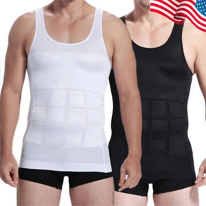 Men's Slimming Body Shaper Gynecomastia Compression Tank Top Workout Shirt Vest - Picture 1 of 30