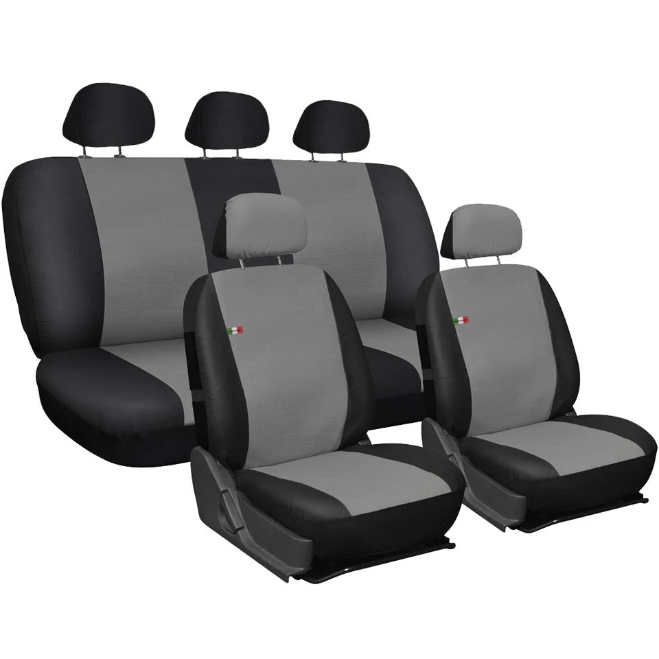 COPRISEDILI AUTO FIAT PANDA NUOVA INTERO FODERE ECOPELLE GRIGIO CHIARO - NERO