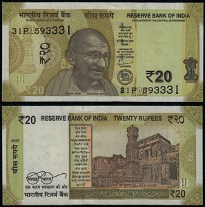 INDIA 20 RUPEES (P110) 2022 SYMBOL M UNC - Picture 1 of 1