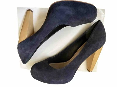 Tacones altos de madera de gamuza azul LOEFFLER RANDALL talla 8,5B Foto 1 de 4