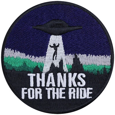 EXPRESS-STICKEREI GMBH toppa divertente: Thanks for the ride stiratrice Alien Patch applicazione UFO