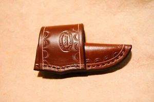 Custom Leather Crossdraw Sheath for 5" Anza LBK-FE or similar - Picture 1 of 6