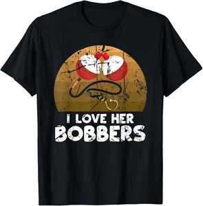 I Love Her Bobbers Funny Matching Fishing His Hers Gift T-Shirt Hoodie - Picture 1 of 10