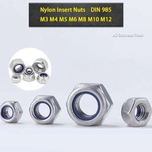 M3 M4 M5 M6 M8 M10 M12 Nyloc Nylon Lock Nuts Nylock A2 Stainless Steel DIN 985 - Picture 1 of 18