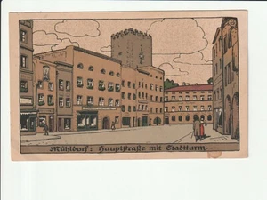 MÜHLDORF.....,Hauptstr. m. Stadtturm, Geschäfte....col AK kl 1934 - Picture 1 of 2
