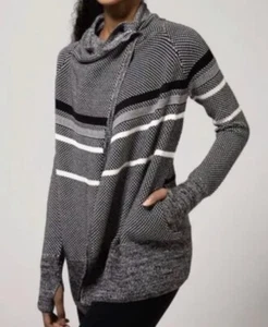 Ivivva Lululemon Black Feelin Toasty Wrap Cardigan LS Sweater Girl 14 Wm XS Z119 - Picture 1 of 7